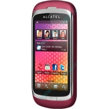 Красно-розовый телефон Alcatel One Touch 818